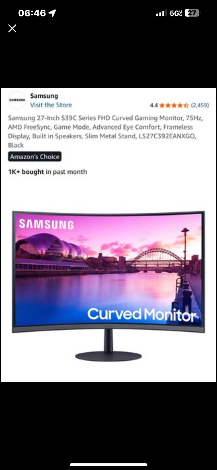 Samsung 27in. Curved Gaming Monitor