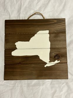 Handmade wood New York NY big apple sign home decor gift painted state outline