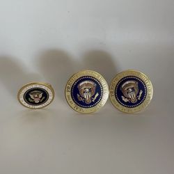 Presidential Seal Cufflinks & Lapel Pin Set – Gold Tone w/ Blue Enamel