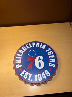 Philadelphia 76ers metal cap sign