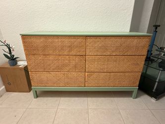 Sage Green 6-Drawer Dresser with Cane Fronts ($350 value)