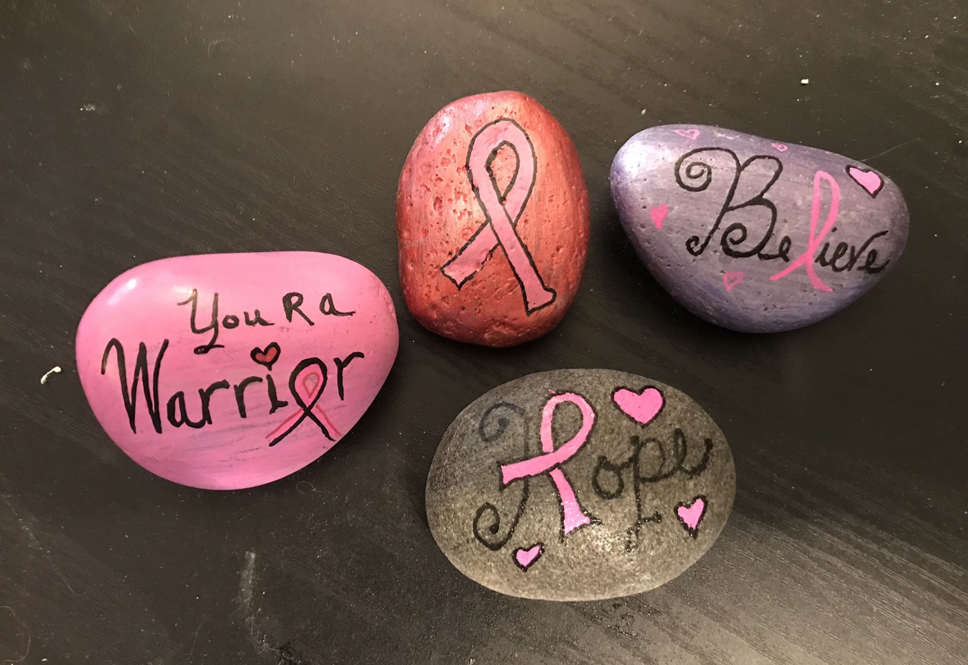Painted Rocks For Breast Cancer Awareness
