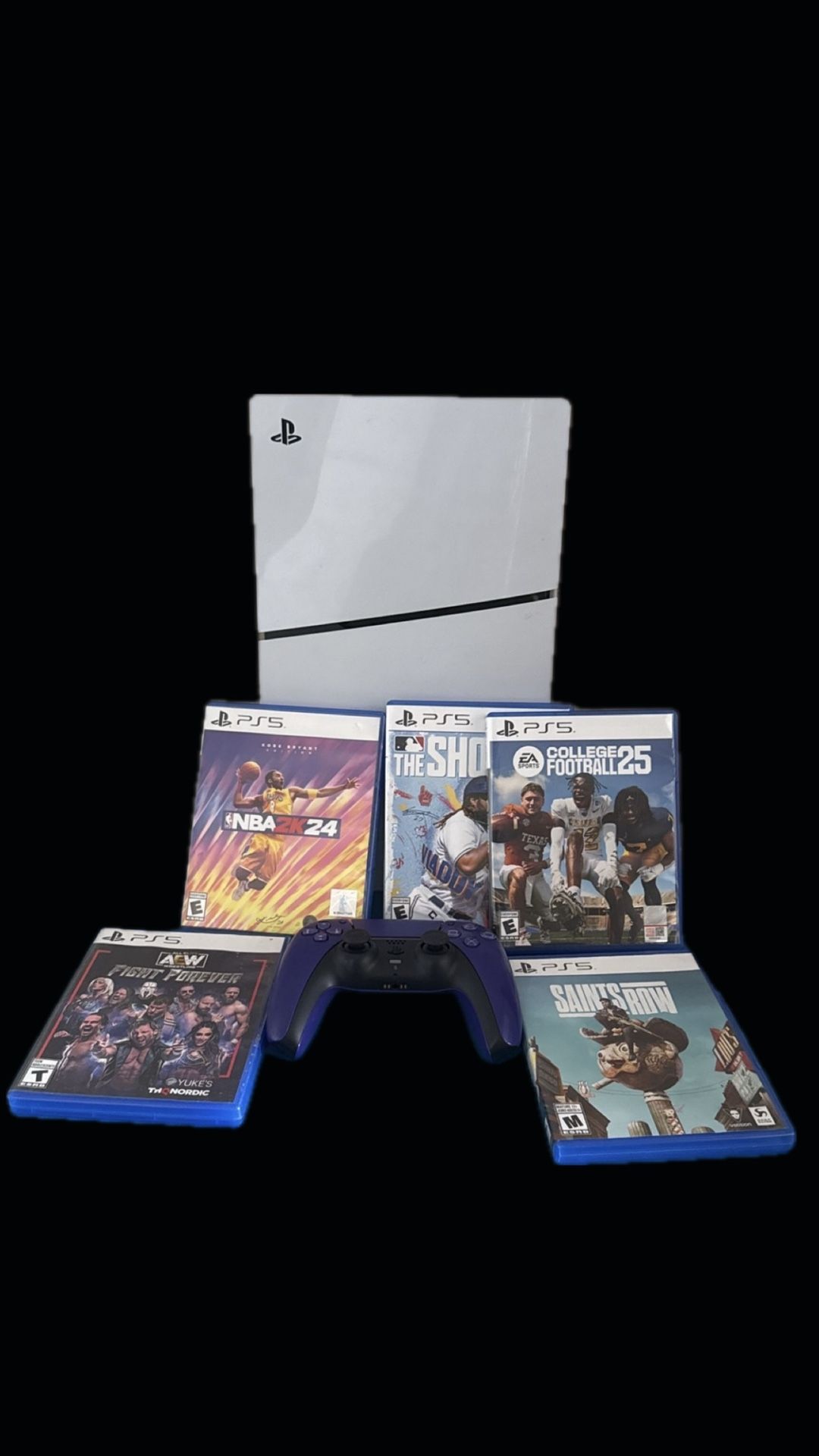 PlayStation 5 Disc Slim With Purple Controller And Games Used But Works Perfectly