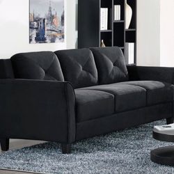 80in Microfiber Sofa Black New 