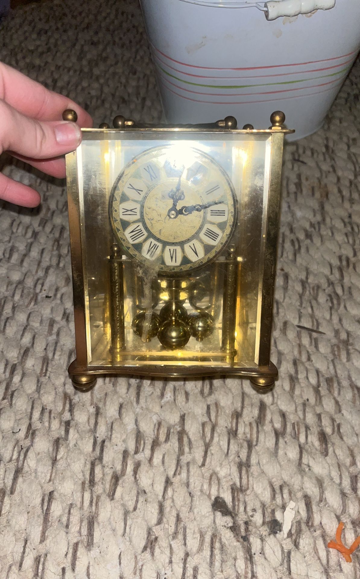 Vintage Haller Quartz Golden Anniversary Clock, W. Germany, Antique German Mantle clock, fireplace golden clock, rose