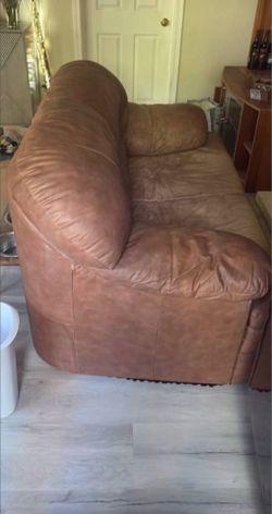 Brown leather cushion couch sofa