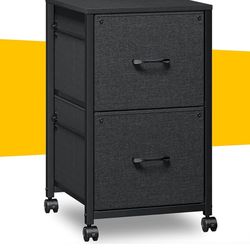 Filing Cabinet 2 Drawer Mobile Printer Stand for Home Office, Rolling Fabric Vertical File Cabinet, Fits A4 or Letter Size, Black 