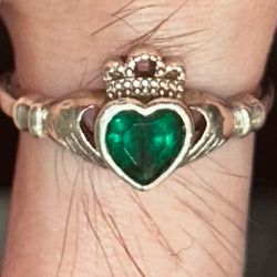 (Hand Made And Inscribed By Me) Irish Claddagh Ring With 3/4ct Brazilian Emerald. The Inscription Inside The Ring Says “Love Loyalty Friendship”