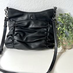 Simply Vera Black Handbag Shoulder Bag Boho Crossbody Rouched Women’s Accessorie
