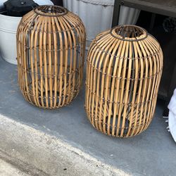 2 Outdoor Garden Bamboo Lanterns 17 Inches