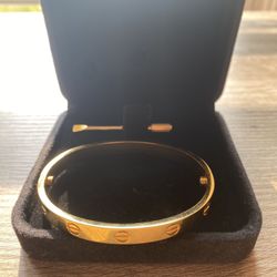 Cartier Love 18K Yellow Gold 19mm Bangle Bracelet Size 19