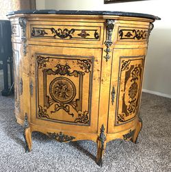 47”W x 40.5”H x 19”D-Burl Wood Liquor Cabinet