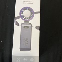 Purple portable handheld ice compress fan 
