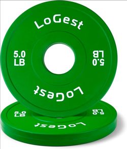 LoGest Olympic Barbell Weight Plates Pair – 5 lb Each (Green)