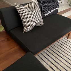 Casara Modern Mid Century Modern Sectional Sofa Set Black Or Burnt Orange Upholstery