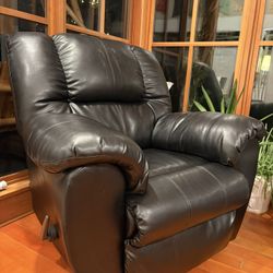 Black Leather Rocking Reclining Chair 
