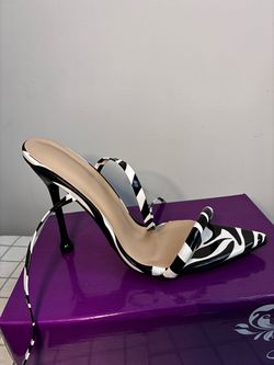 Black and White Print Stiletto Heel Sandal