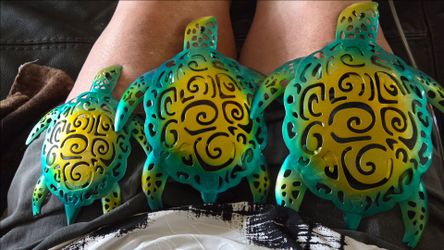 Metal outdoor turtles
