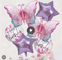 Butterfly theme birthday foil balloons