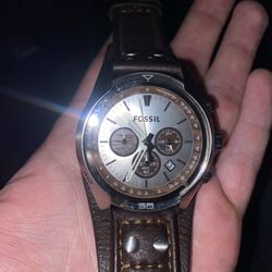 Fossil Men’s Coachman Quartz Stainless Steel And Leather Chronograph Watch (Needs Battery Replacement) 