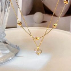 NEW Fashion Heart Zircon Chain Pendant Necklace Choker
