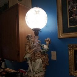 Nice Antique Capodinamonte Tall Lamp