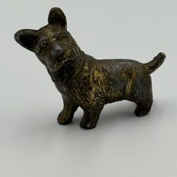 Vtg Cast Metal Scottie Dog Figurine Tapa 3” Mid Century Bronze Finish MCM Decor