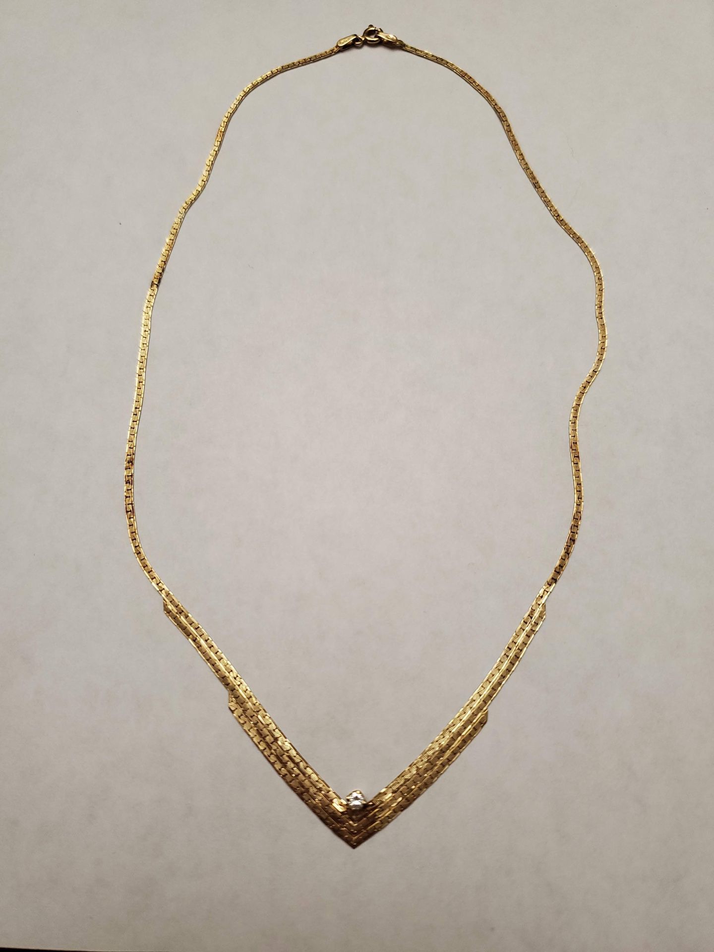 14K Yellow Gold Necklace with Diamond 15”
