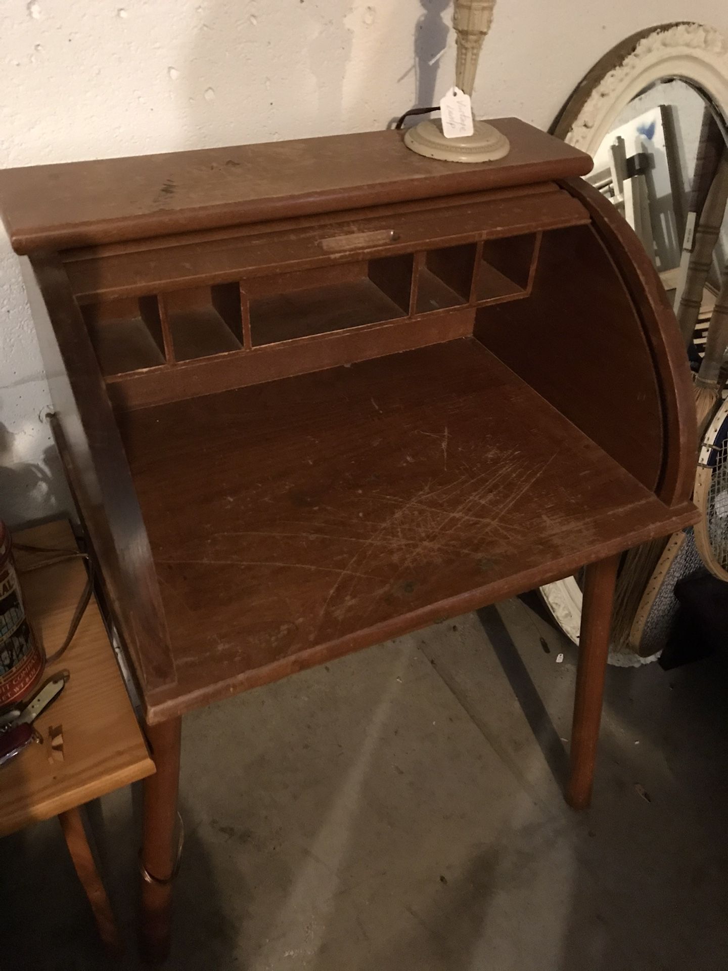 Child’s Vintage Roll top Desk with matching chair