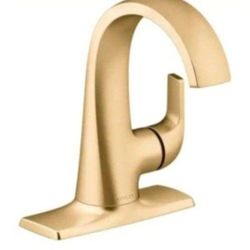 KOHLER Cursiva Single Handle Single Hole Bathroom Faucet in Vibrant Brushed Moderne Brass