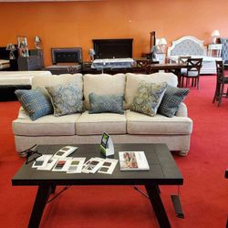 Traemore Linen Sofa And Loveseat$10 Down Payment And Financing Available