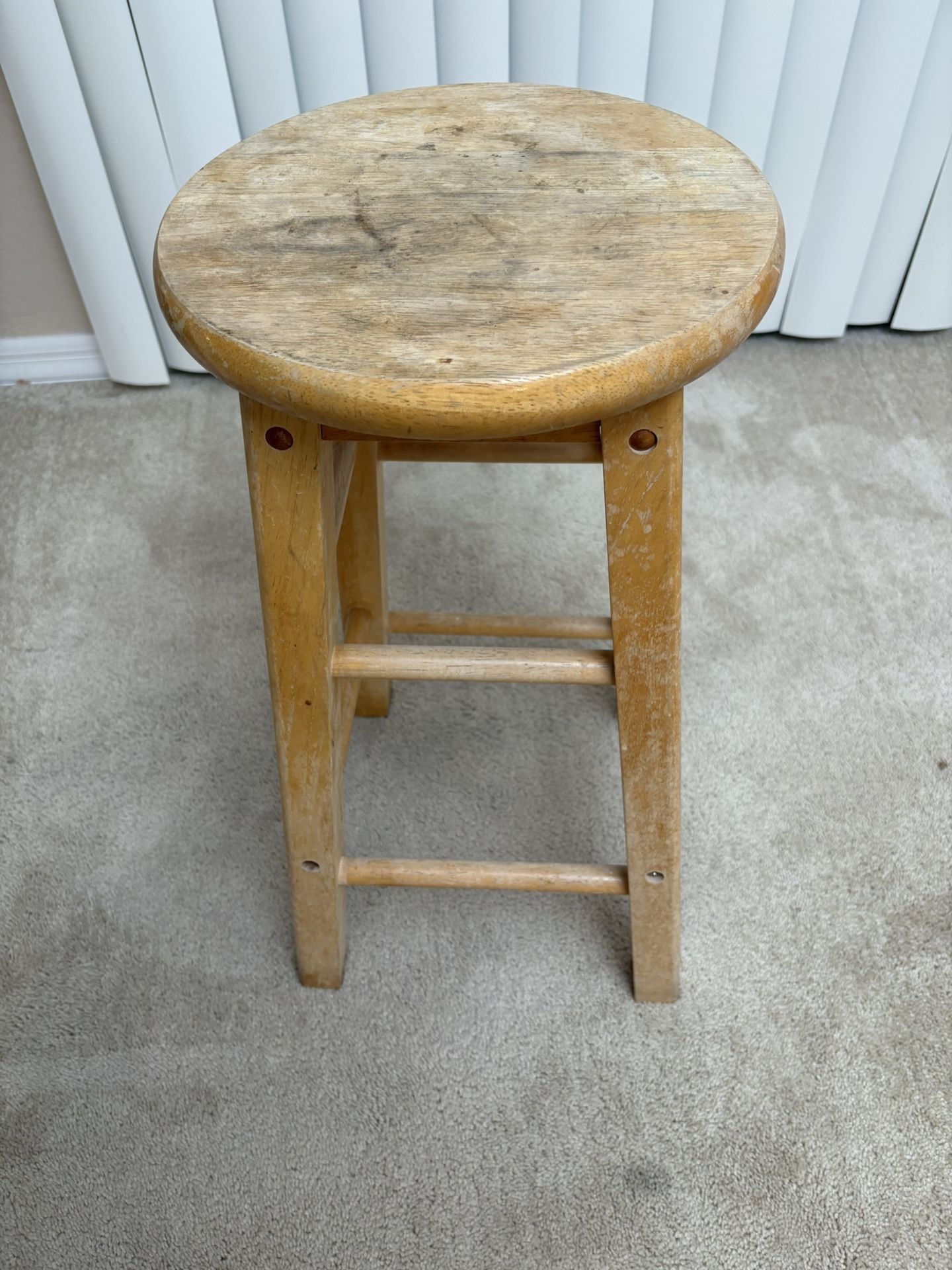 Round Wooden Stool 24in Tall 12in Diameter 