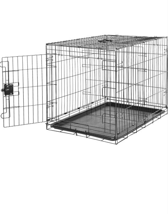 Collapsible Portable Metal Wire Dog Crate with Tray