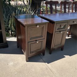 Desk and filing cabinets 60 x 24 x 30