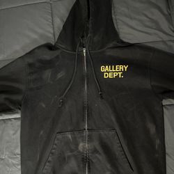 Gallery Department Sunfaded Zip-Up Hooded Sweatshirt Blac