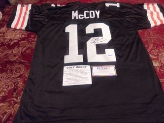 Brand NEW University of Texas Longhorns superstar quarterback Colt MCcoy autographed Cleveland Browns jersey with TRISTAR COA and college resume!!!