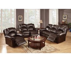 Brand New 3PCs Manual Reclining Sofa Set