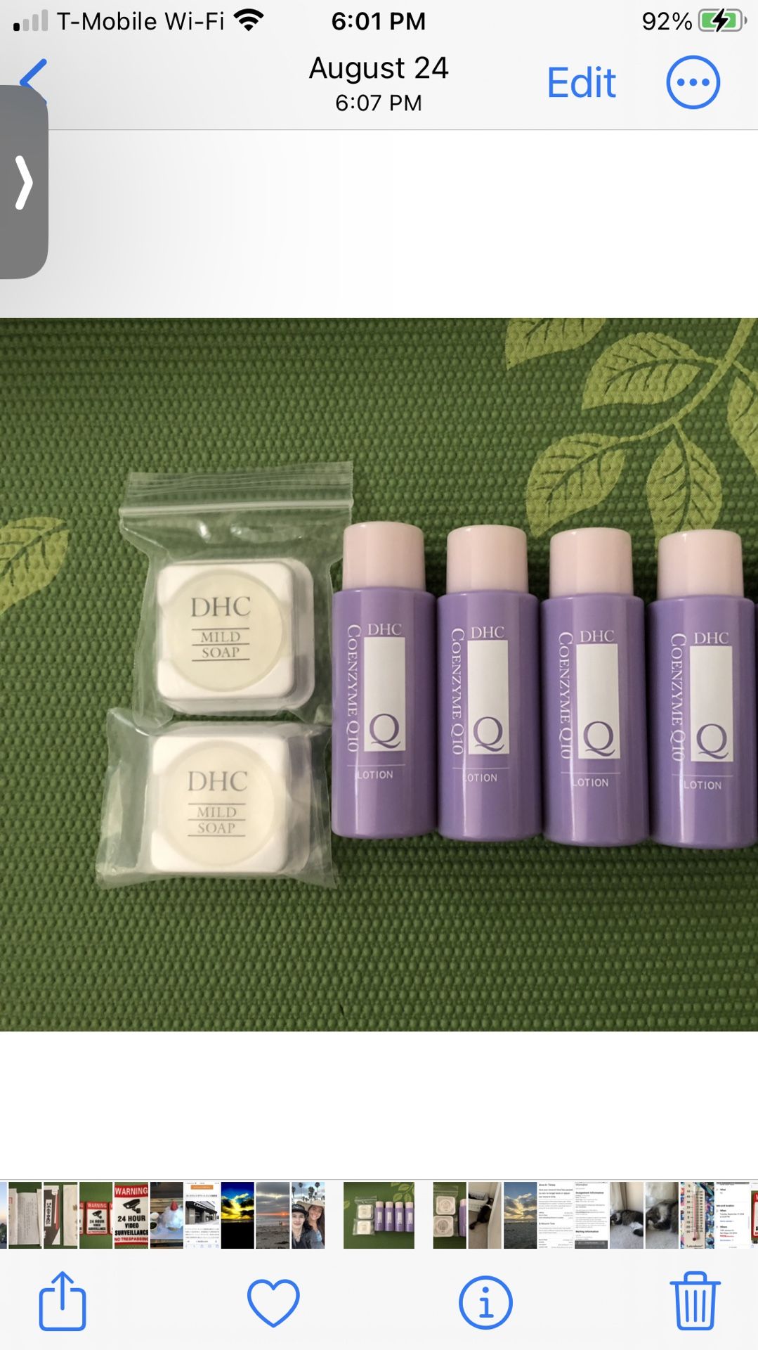 Lot Of 4 New DHC CoQ10 Lotion Travel Size 250ml & Lot Of 2 Mild Soap Travel Size 20g