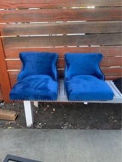 DIY Only Seat Parts Set of 2 Blue Velvet Bar Stool Tops Only