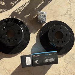 2005 Acura Tl Black Drilled Rear Brake Rotors and Ceramic Pads