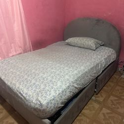 Full Size Bed with Mattress and Drawers