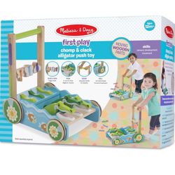 Melissa & Doug First Play Chomp and Clack Alligator Wooden Push Toy and Activity Walker