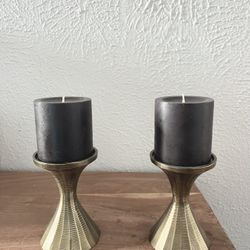 Perfect: World Market Candle Holders, Antique Ribber Brass Gold, 5” tall, candle included