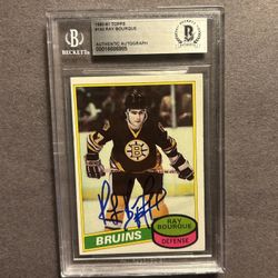 1980-81 Topps #140 Ray Bourque RC signed.Beckett Authenticated Autograph. Negotiable 