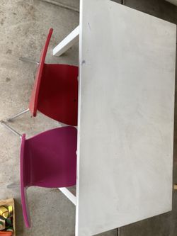 Crate And Barrel White wood Table 48x27 and 25” tall