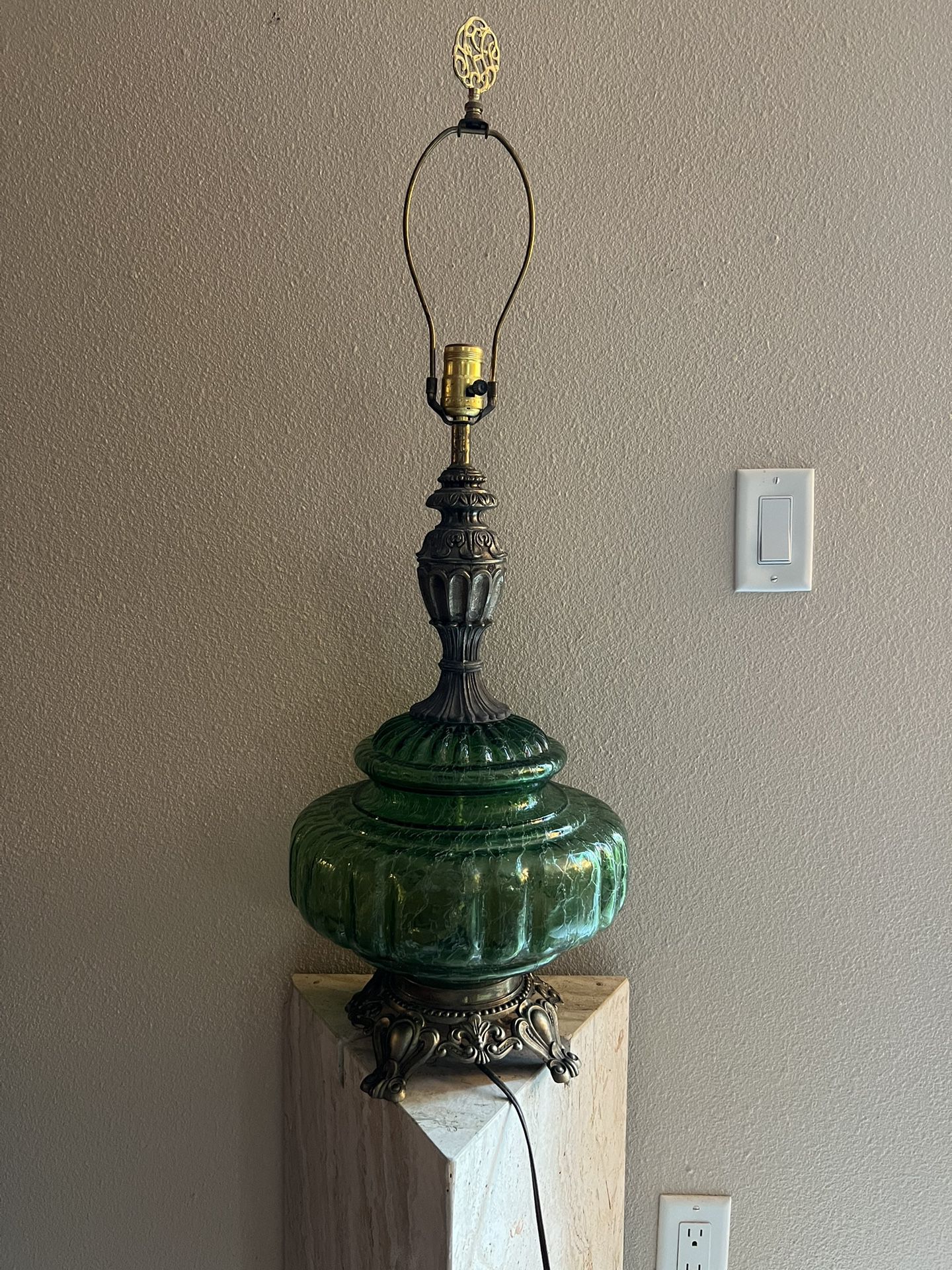 Vintage 1960-70 Green Glass Lamp