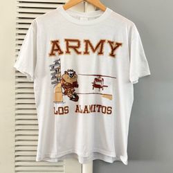 Vintage 1991 Tazmanian Devil Los Alamitos ARMY T-shirt Sz Medium RARE
