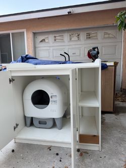 Automatic Cat Litter Box with Cabinet