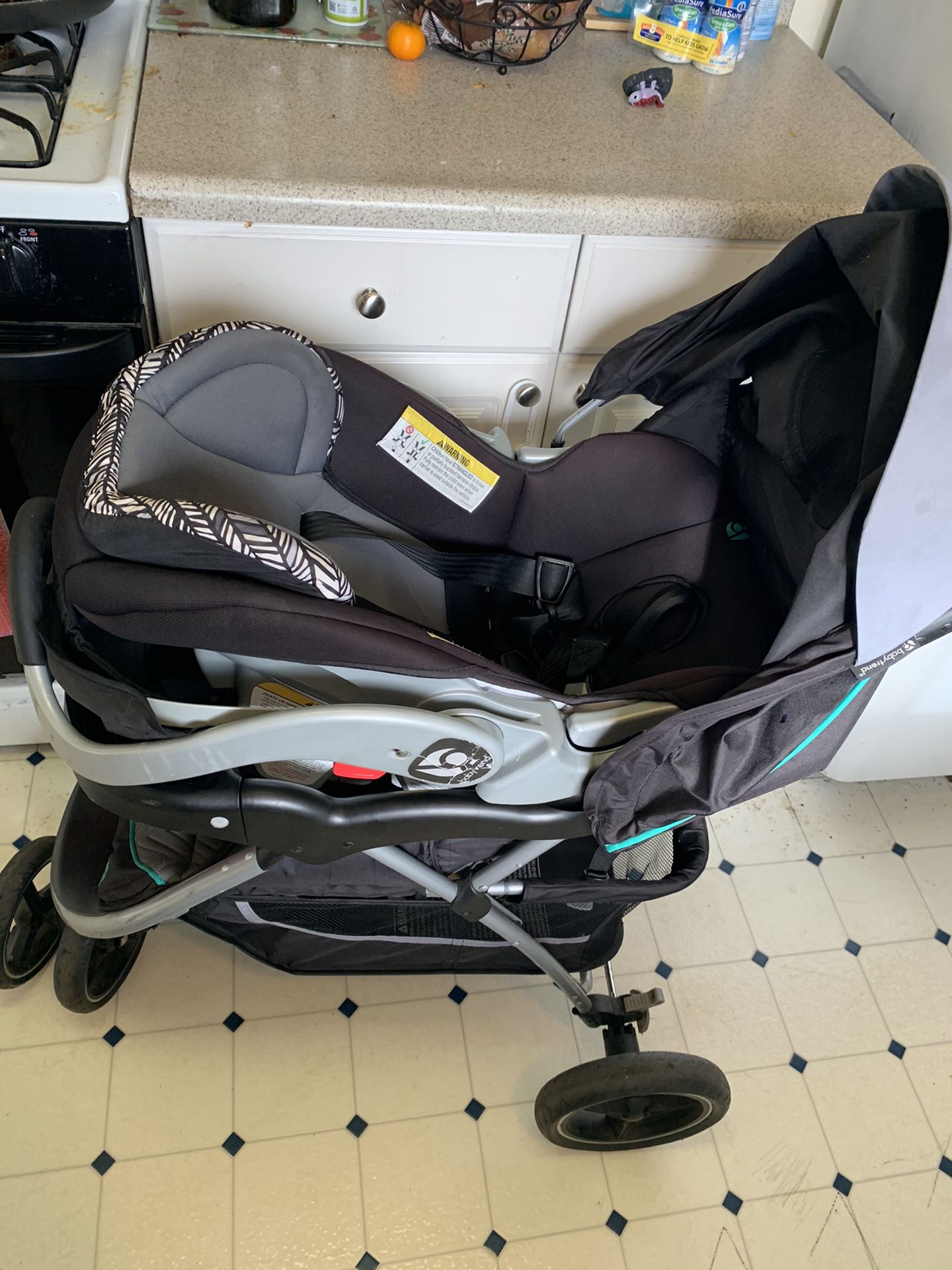 Car seat with stroller and base