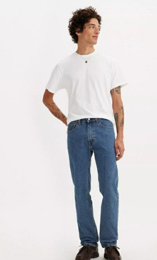 Levi's Men's 505 Regular Fit Medium Stonewash Jeans- 38/30
